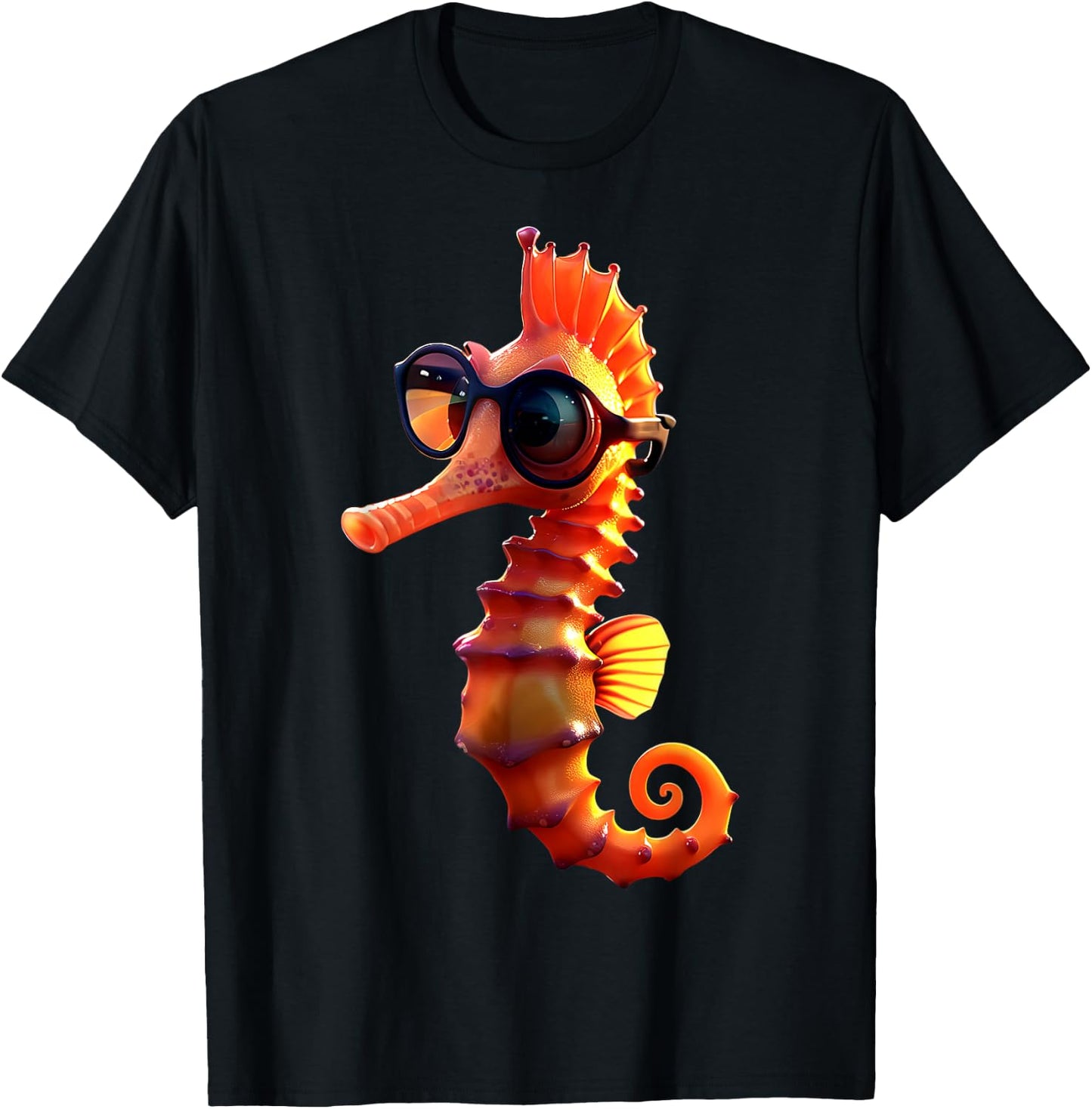 Seahorse with Sunglasses Aquarist Ocean Cute Seahorse , black T-Shirt - T-Shirt | Black