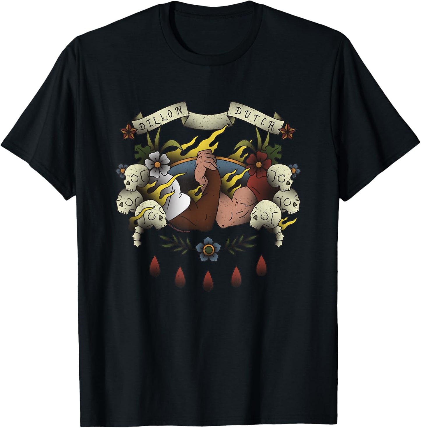 Iconic Dillon Dutch Manliest Handshake Tattoo Style T-Shirt - T-Shirt | Black