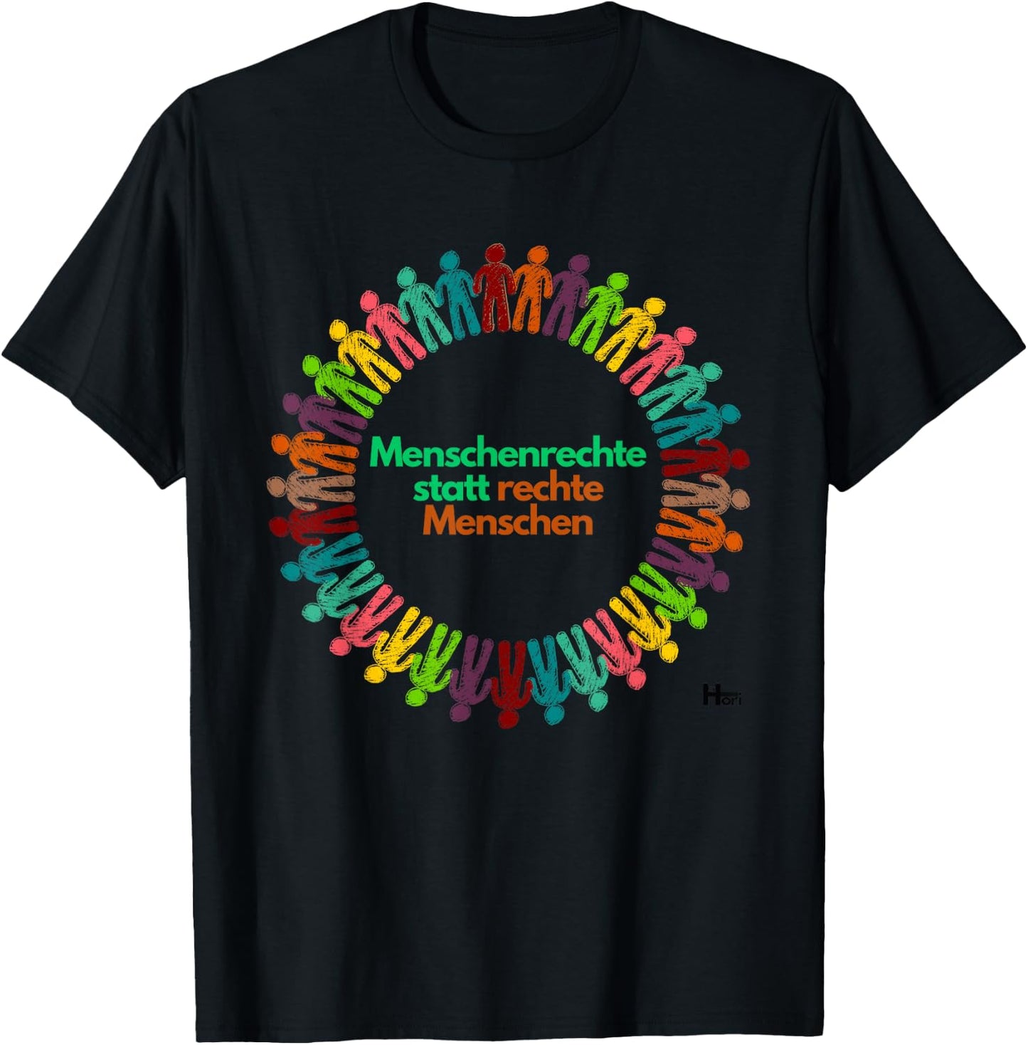 Menschenrechte statt rechte Menschen für Vielfalt & Toleranz T-Shirt - T-Shirt | Black