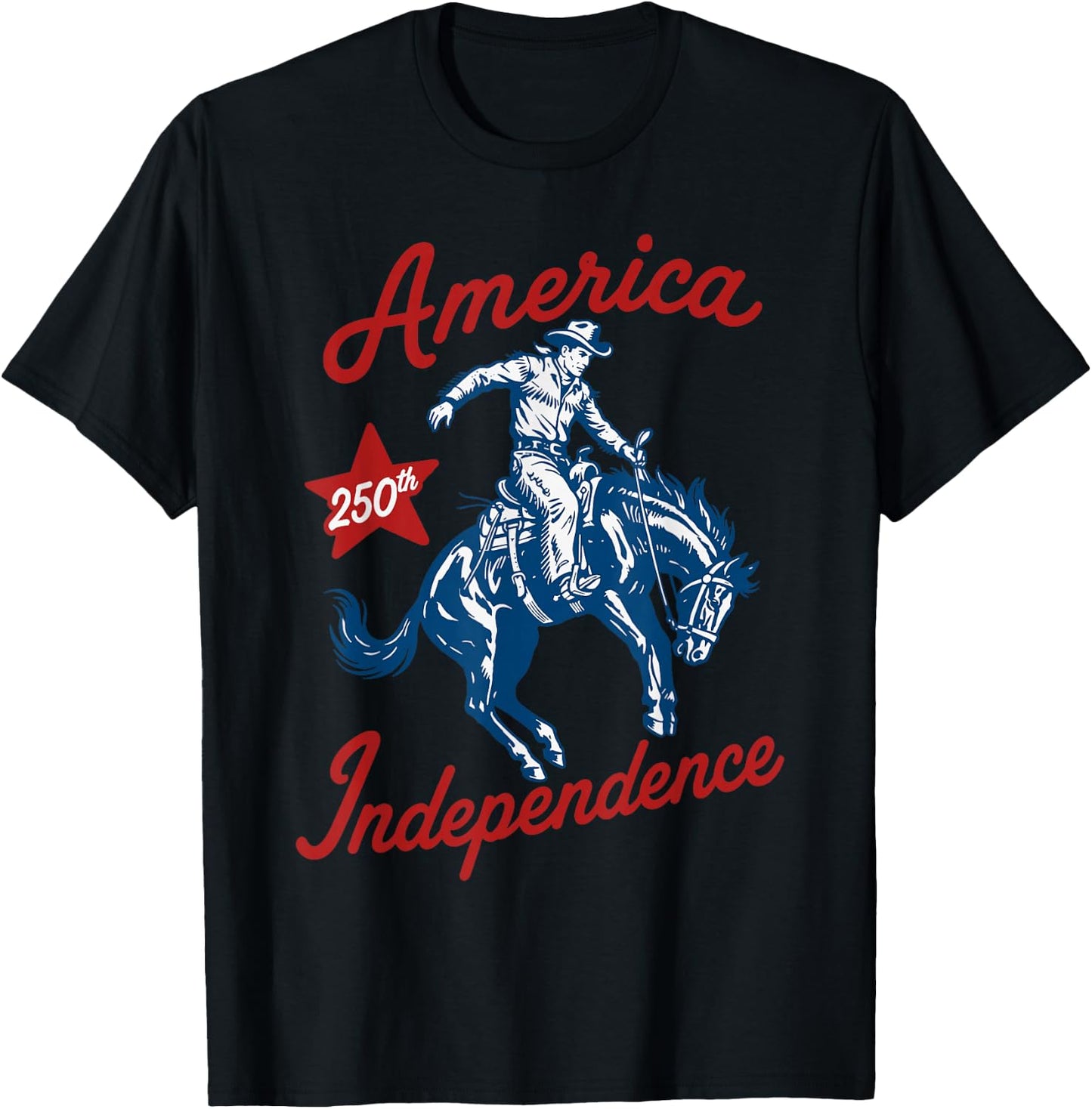 USA 250th Anniversary Patriotic Western Freedom 4th of July T-Shirt - T-Shirt | Black