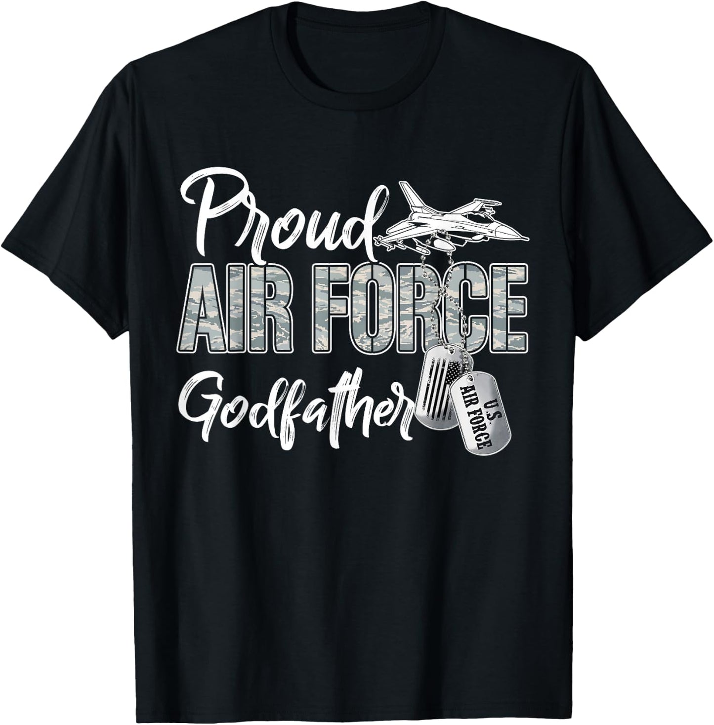 Proud Air Force Godfather US Military Family Matching T-Shirt - T-Shirt | Black