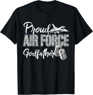 Proud Air Force Godfather US Military Family Matching T-Shirt - T-Shirt | Black