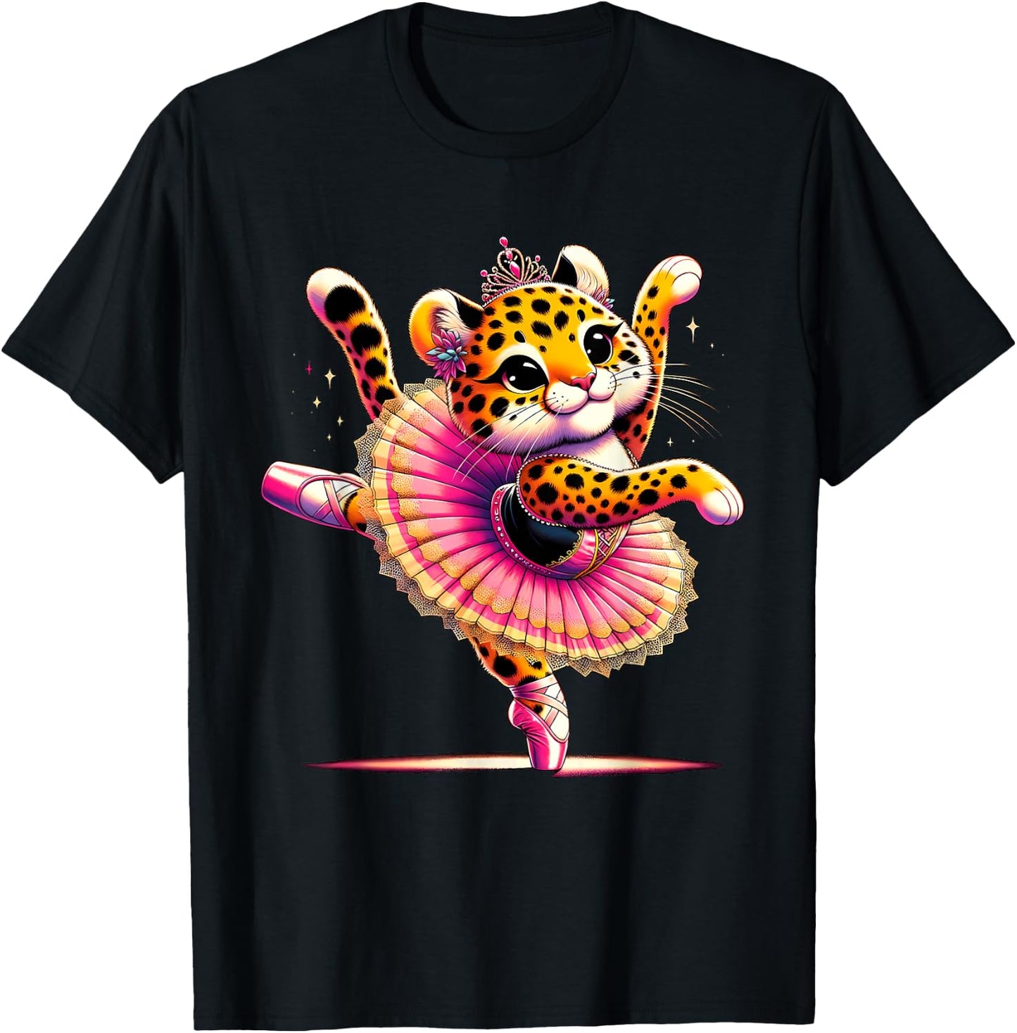 Ballerina Leopard Dancing T-Shirt - T-Shirt | Black