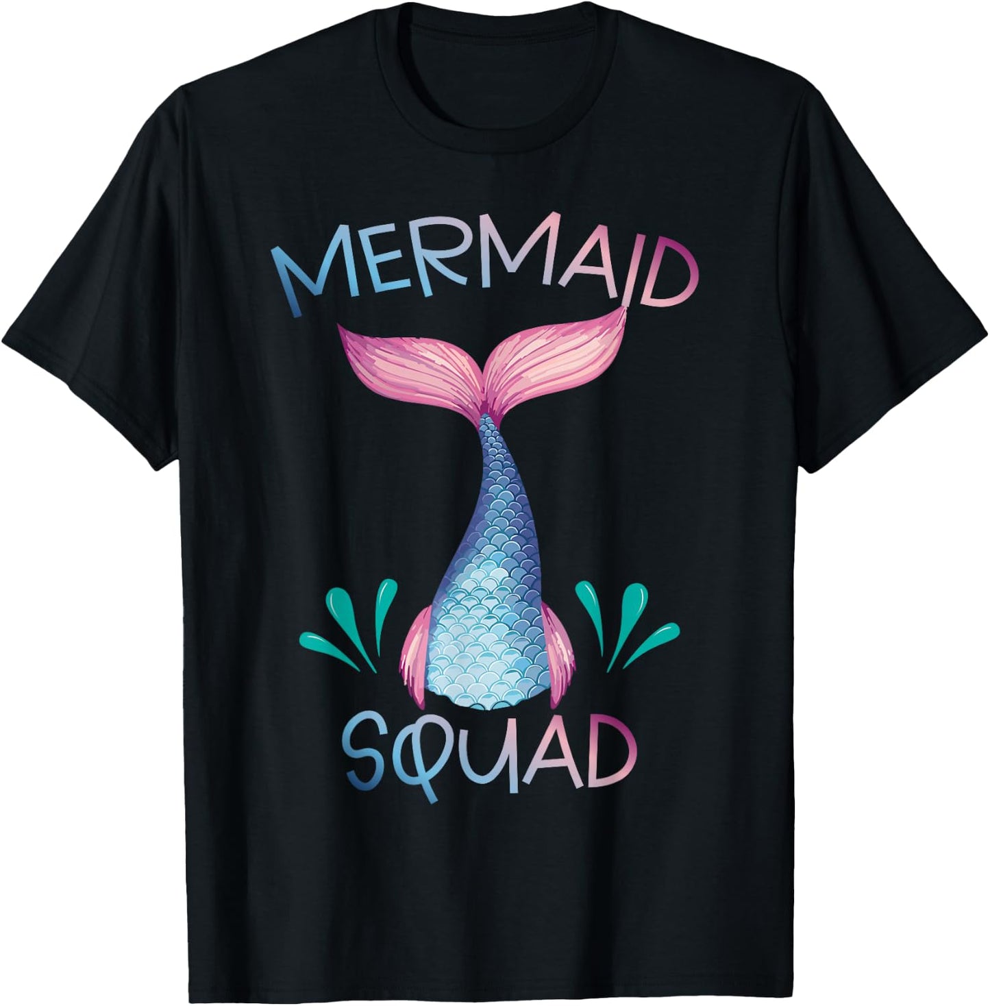 Cute Mermaid Squad Birthday Party Mermaid Lover T-Shirt - T-Shirt | Black