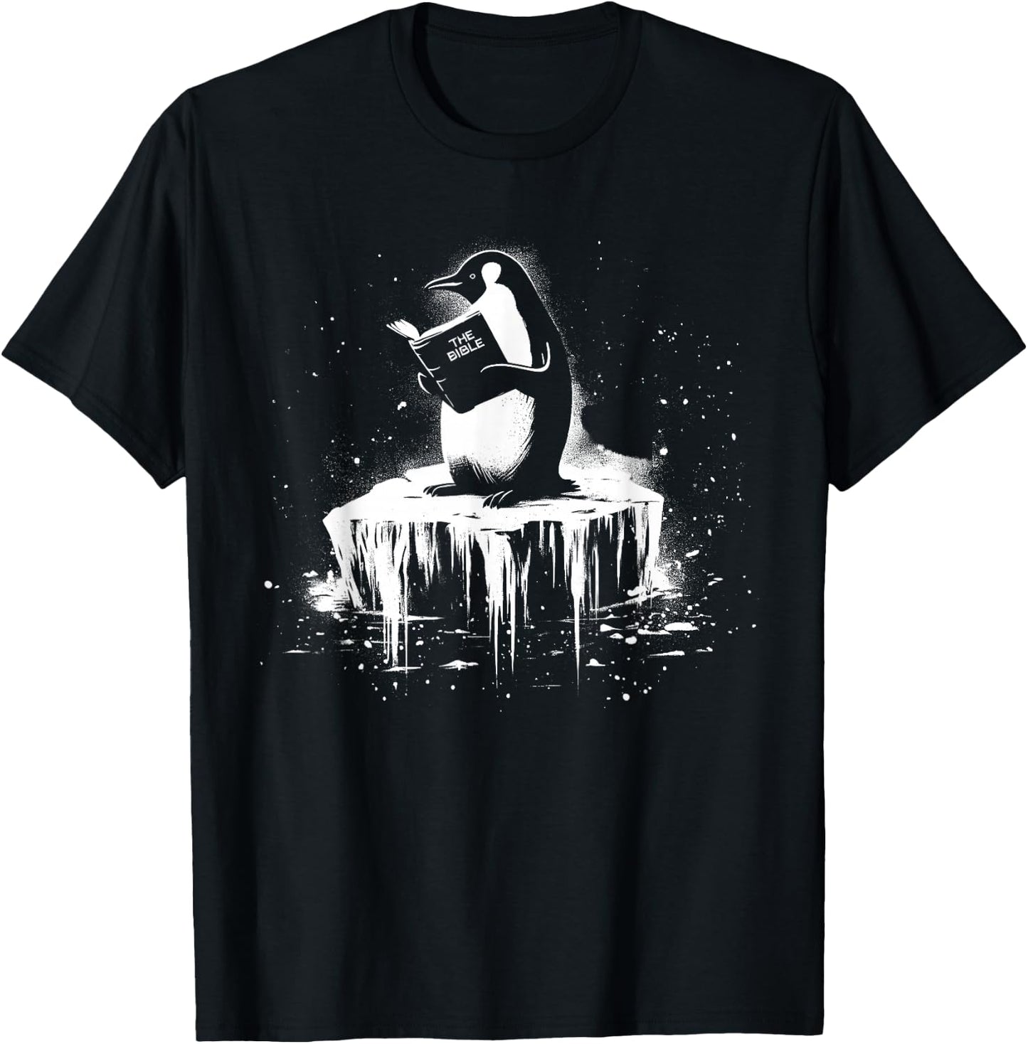 Penguin Reading The Bible - Vintage Christian Religious T-Shirt - T-Shirt | Black