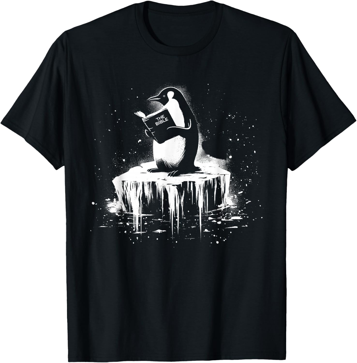 Penguin Reading The Bible - Vintage Christian Religious T-Shirt - T-Shirt | Black