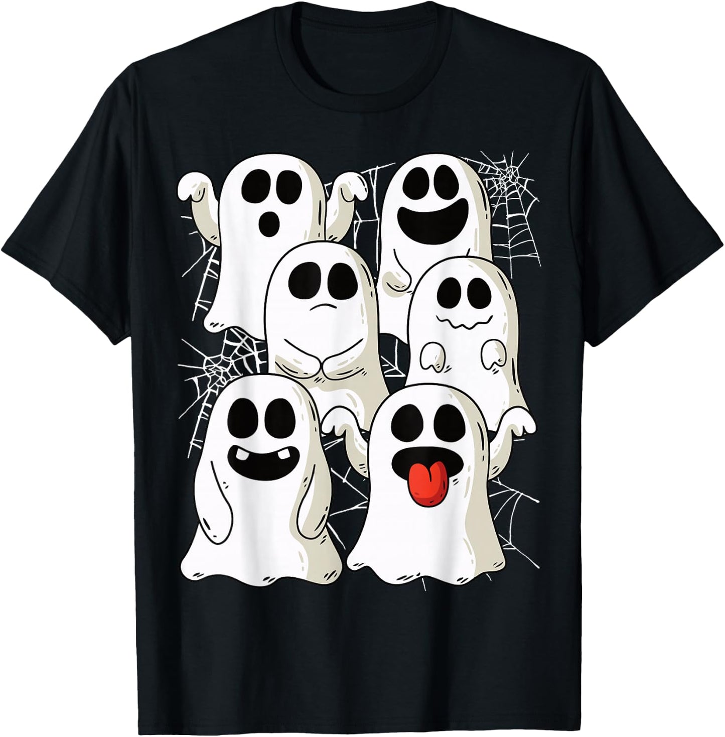 Halloween Ghost & Ghost Outfit with Spider Webs , black T-Shirt - T-Shirt | Black