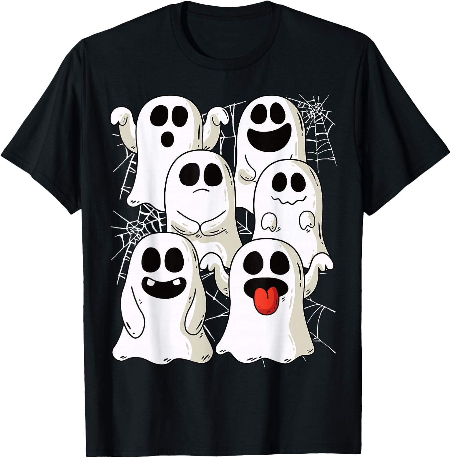 Halloween Ghost & Ghost Outfit with Spider Webs , black T-Shirt - T-Shirt | Black
