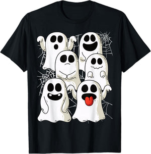 Halloween Ghost & Ghost Outfit with Spider Webs , black T-Shirt - T-Shirt | Black