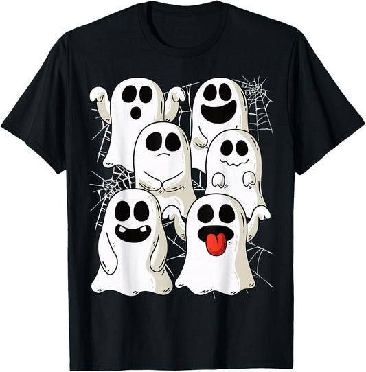 Halloween Ghost & Ghost Outfit with Spider Webs , black T-Shirt - T-Shirt | Black