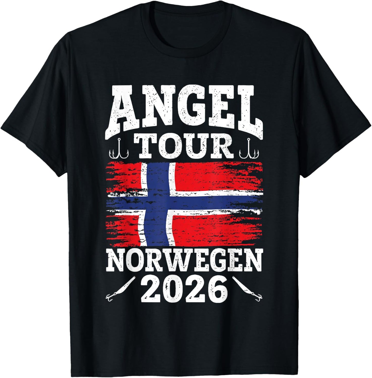 Angel Tour Norway 2026 Fishing Team Norway Flag Angler , black, S T-Shirt - T-Shirt | Black