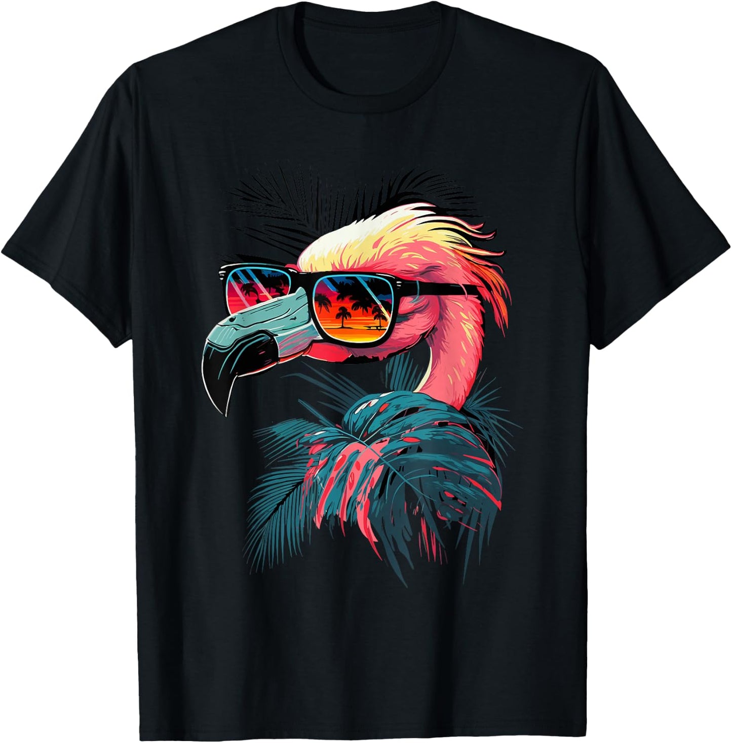 Retro Sunglasses Flamingo Kids Funny Flamingo T-Shirt - T-Shirt | Black