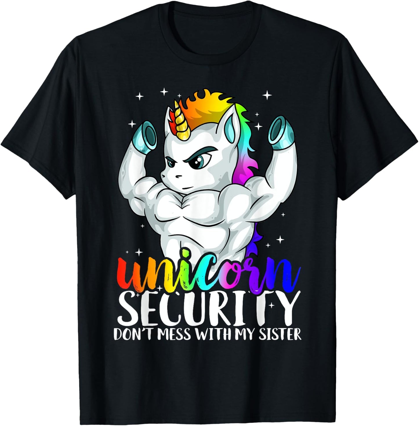 Unicorn safety not with my sister funny T-Shirt - T-Shirt | Black