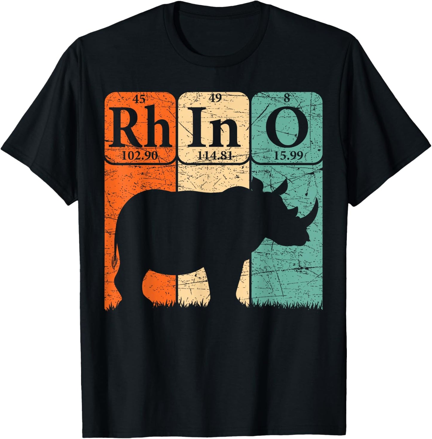 Rhino Periodic Table Elements Rhino Lover Rhinoceros Retro T-Shirt - T-Shirt | Black
