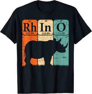 Rhino Periodic Table Elements Rhino Lover Rhinoceros Retro T-Shirt - T-Shirt | Black