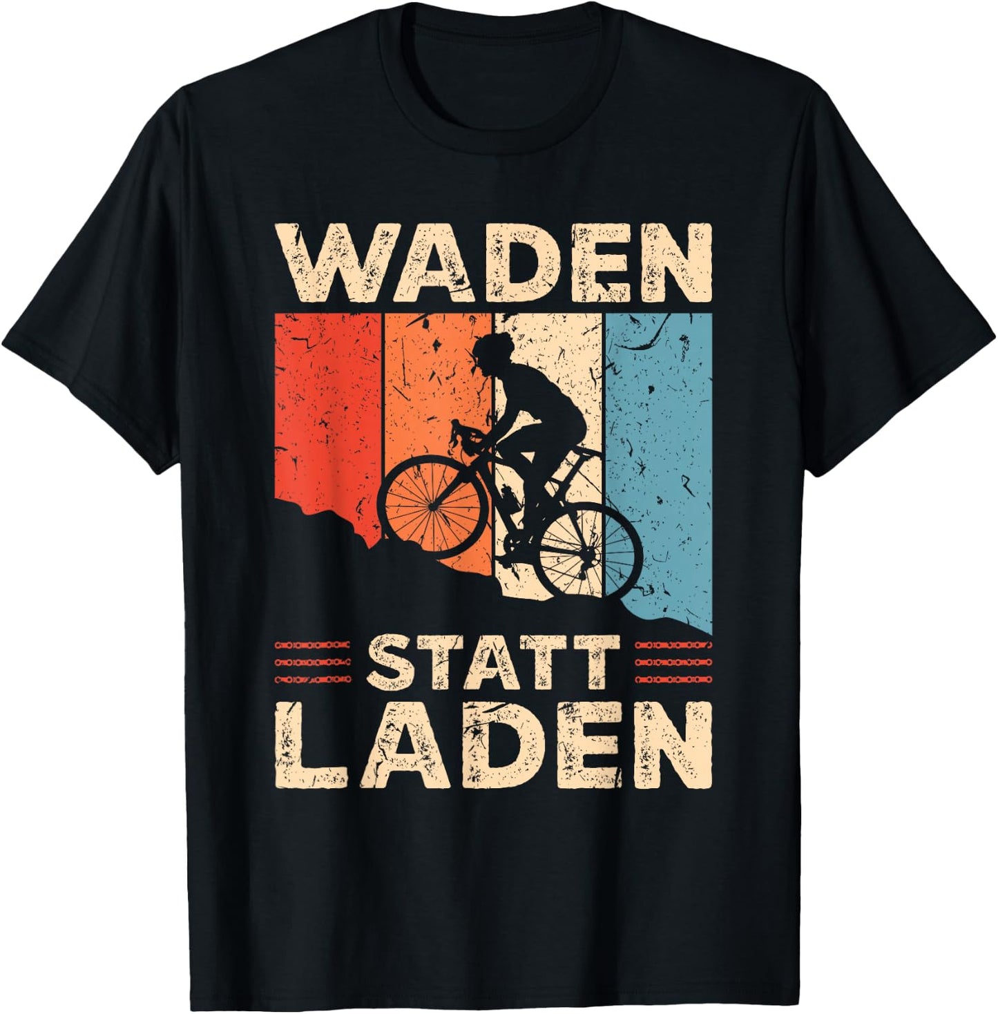 Funny Cyclist Saying Waden Instead of Shop Retro Bicycle , black T-Shirt - T-Shirt | Black