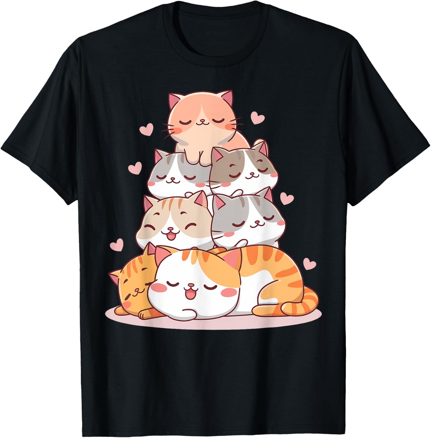 Cat Cute Kitty Anime Kawaii Gifts Women Cat Lover T-Shirt - T-Shirt | Black
