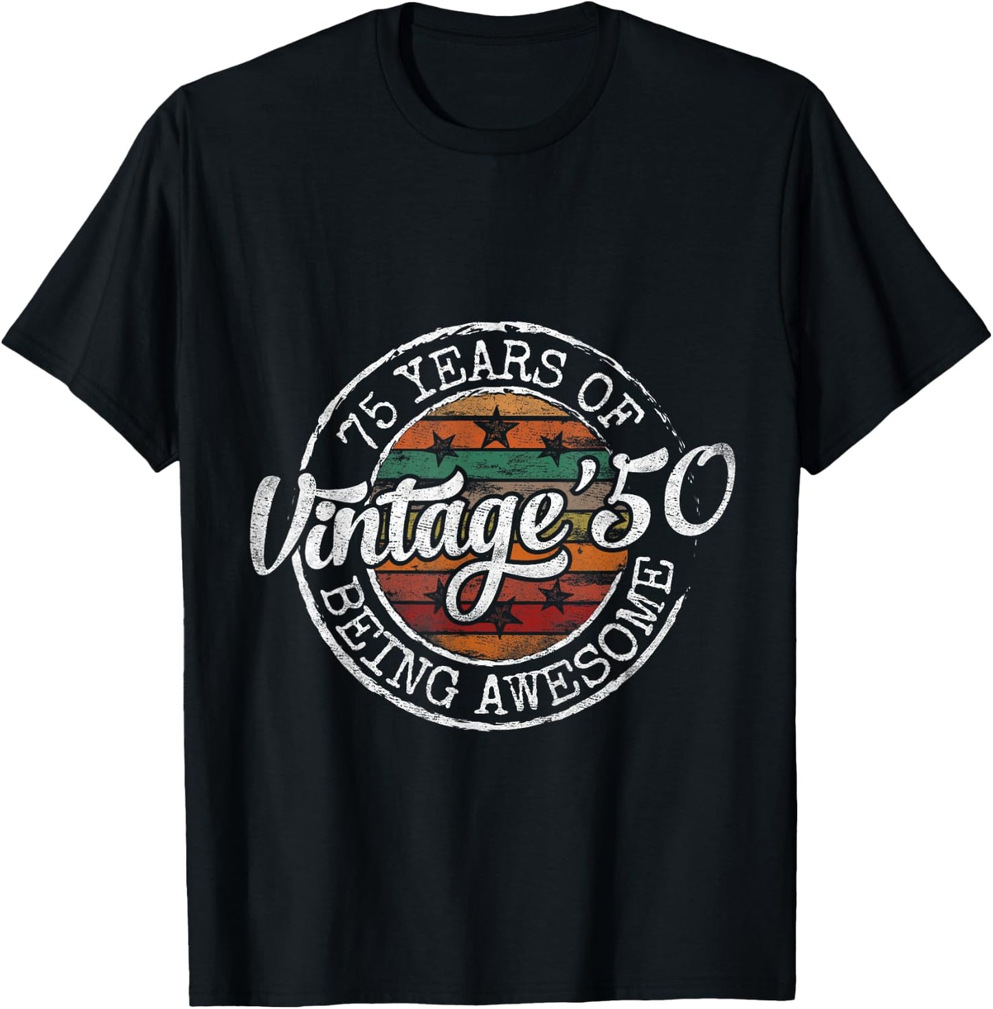 Vintage 1950 Bday Stamp 75th Birthday Gifts 75 Year Old T-Shirt - T-Shirt | Black