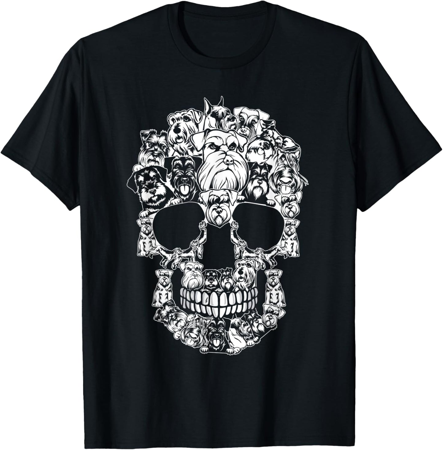 Matching Family Schnauzer Dog Skull Costume Halloween Women Kids T-Shirt - T-Shirt | Black