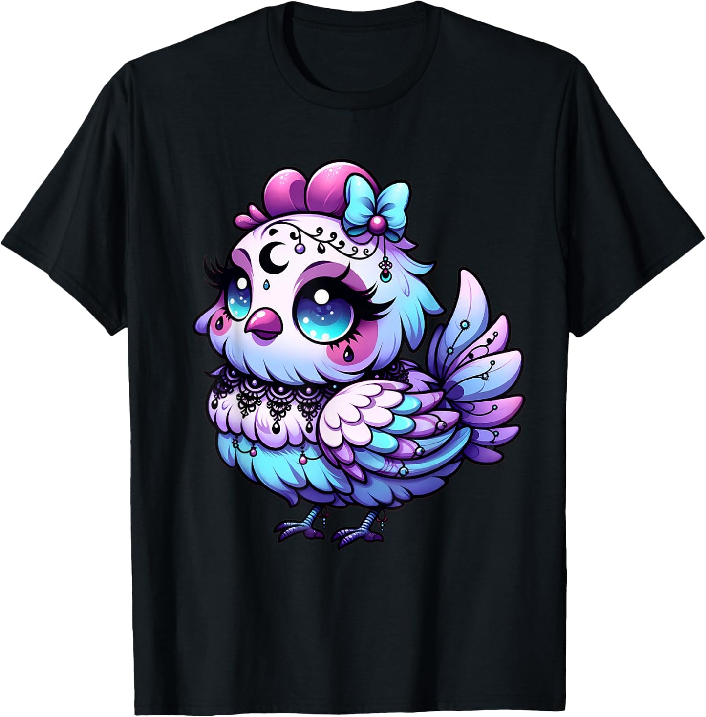 Pastel Goth Chicken Aesthetic Farm Animal Kawaii Occult T-Shirt - T-Shirt | Black