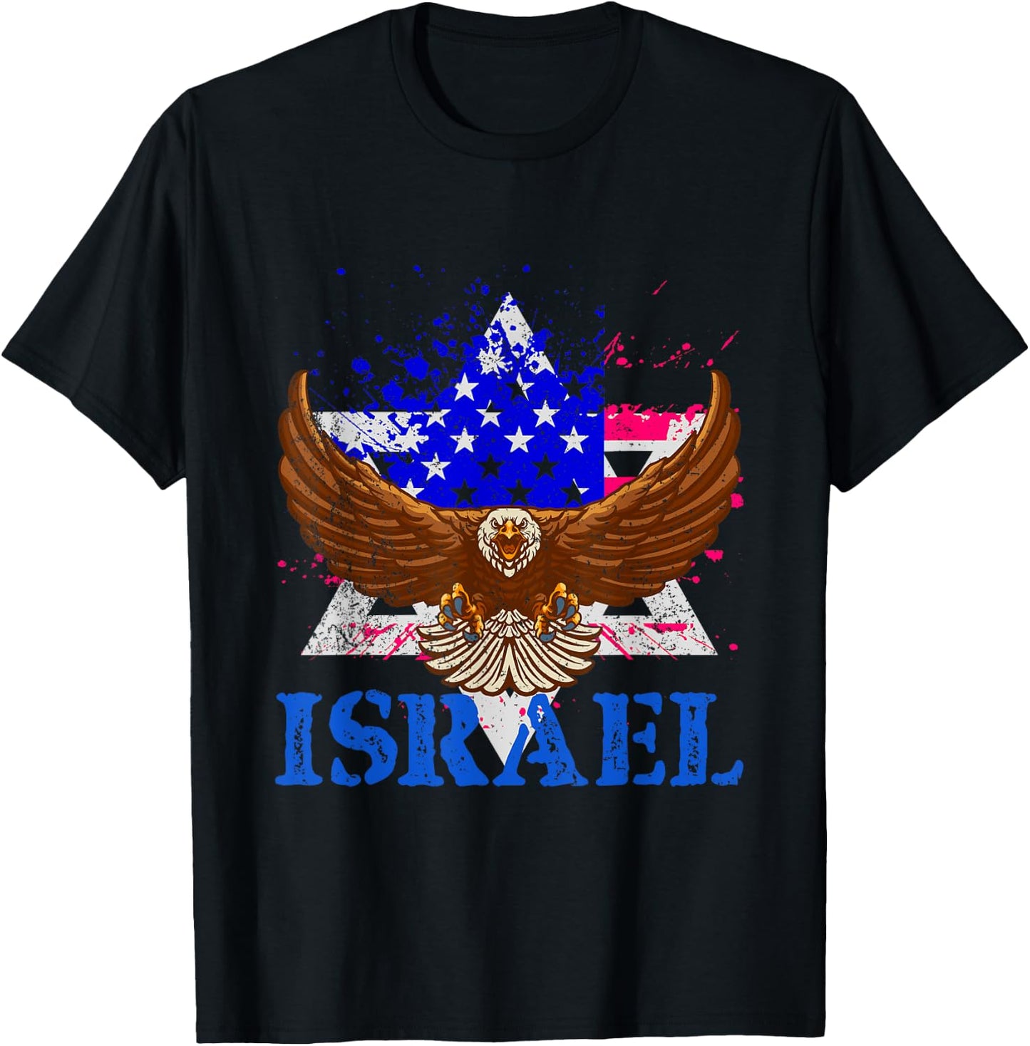 Patriotic Jewish America USA Flag Israel T-Shirt - T-Shirt | Black