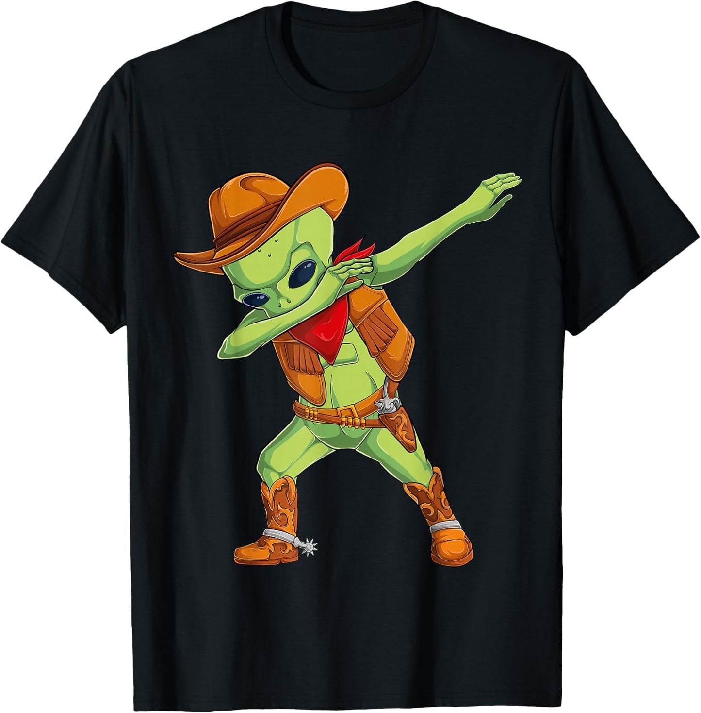 Dabbing alien cowboy costume Halloween kids UFO cosplay men T-Shirt - T-Shirt | Black