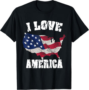 I Love America USA 4th of July Gift T-Shirt - T-Shirt | Black