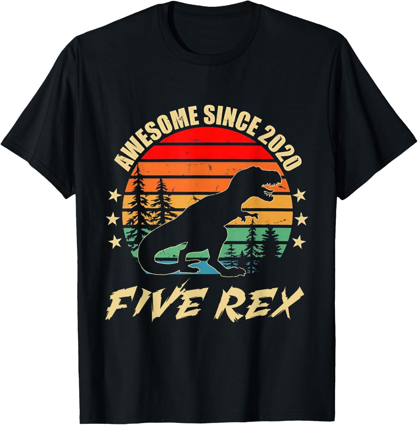 5 Year Old 5th Birthday Boy T Rex Dinosaur T-Shirt - T-Shirt | Black