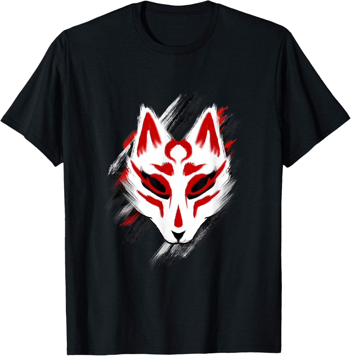 yokai shirt Kitsune mask traditional japanese art t shirt T-Shirt - T-Shirt | Black