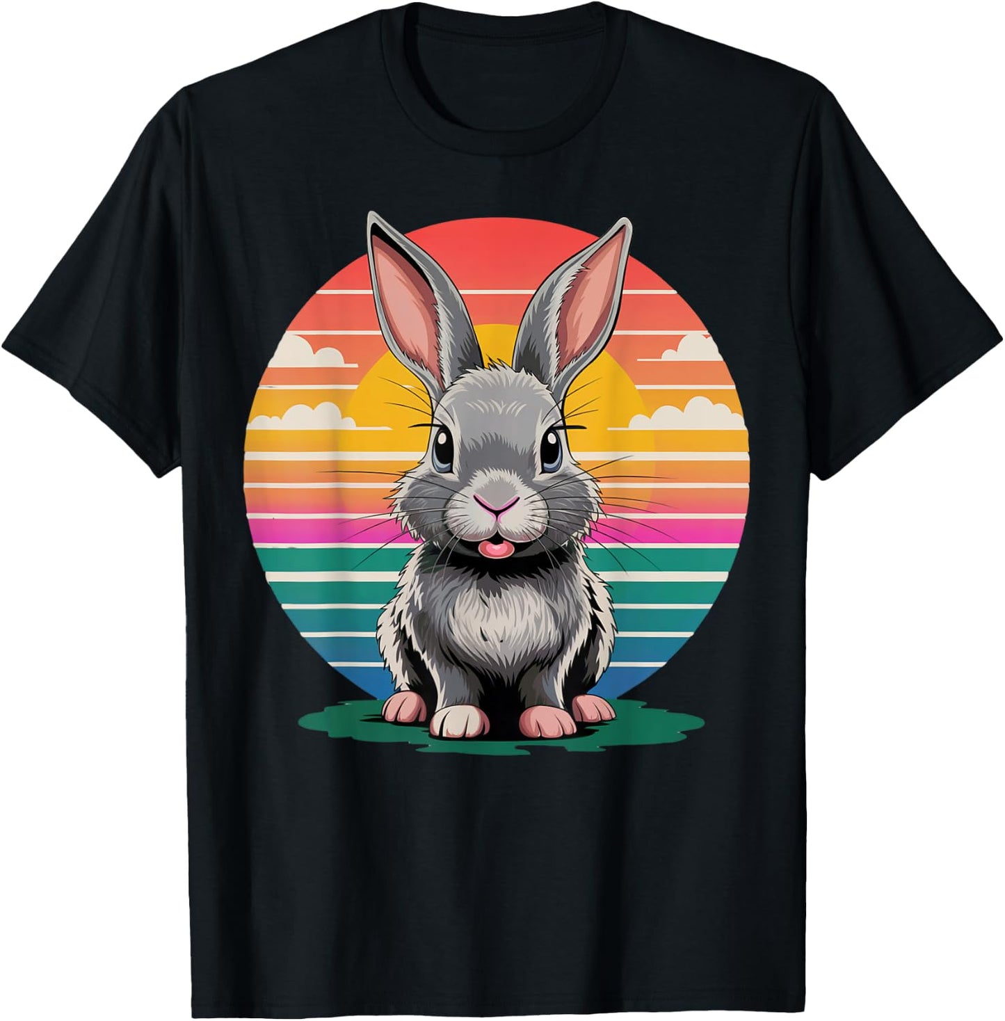 Retro Bunny Rabbit Vintage Nature Lover Gifts Women T-Shirt - T-Shirt | Black