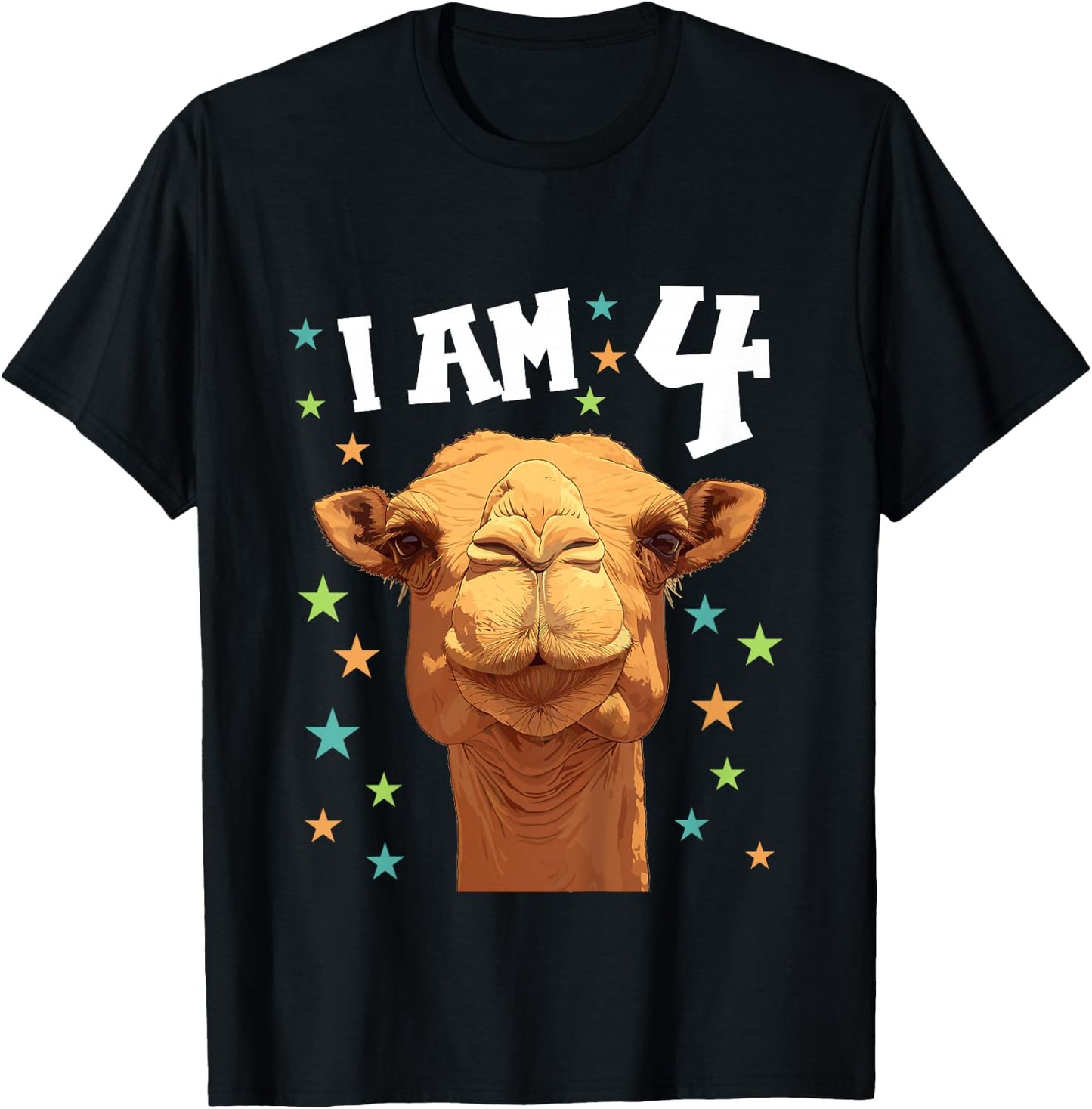 Kids 4 Years old 4 birthday Camels Boy Girl Camel T-Shirt - T-Shirt | Black