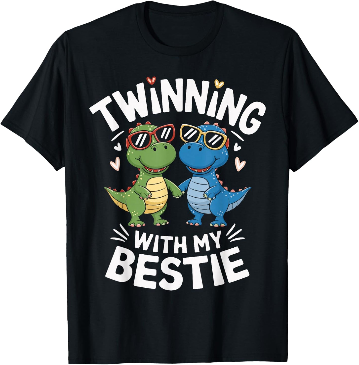 Twinning with My Bestie Cute Dinosaur Friends T-Shirt - T-Shirt | Black