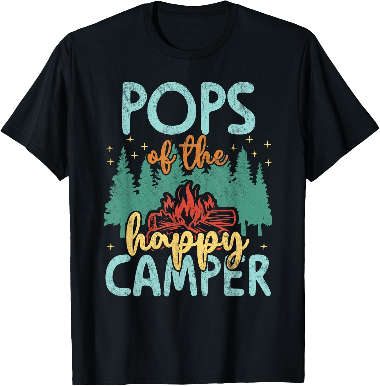 Pops of Happy Camper 1st Birthday Party Retro Pops T-Shirt - T-Shirt | Black
