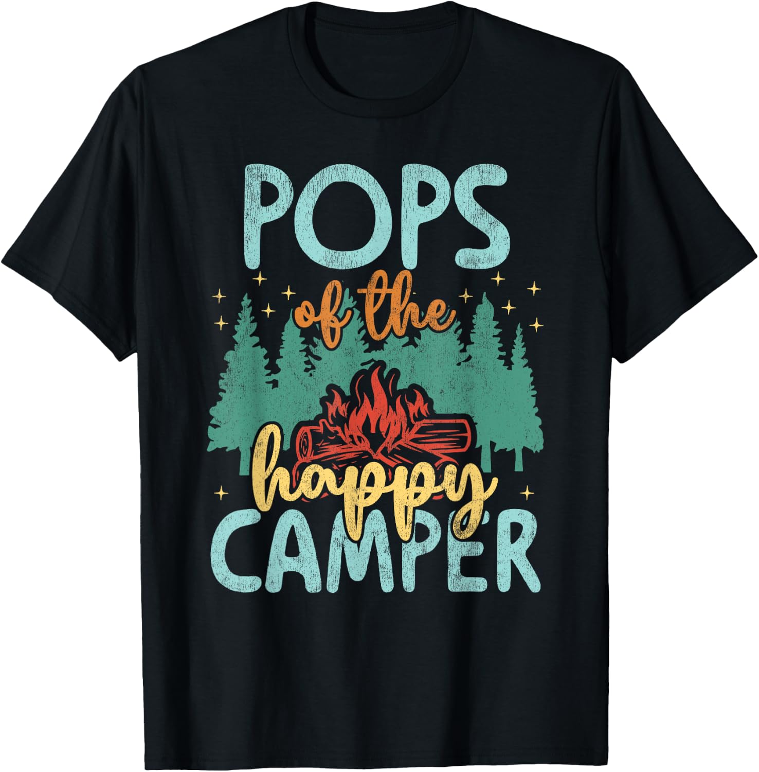 Pops of Happy Camper 1st Birthday Party Retro Pops T-Shirt - T-Shirt | Black
