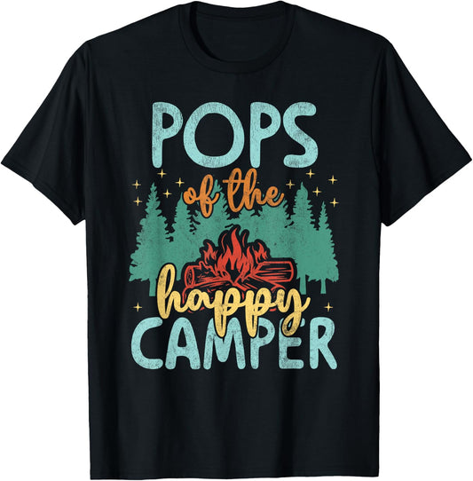 Pops of Happy Camper 1st Birthday Party Retro Pops T-Shirt - T-Shirt | Black