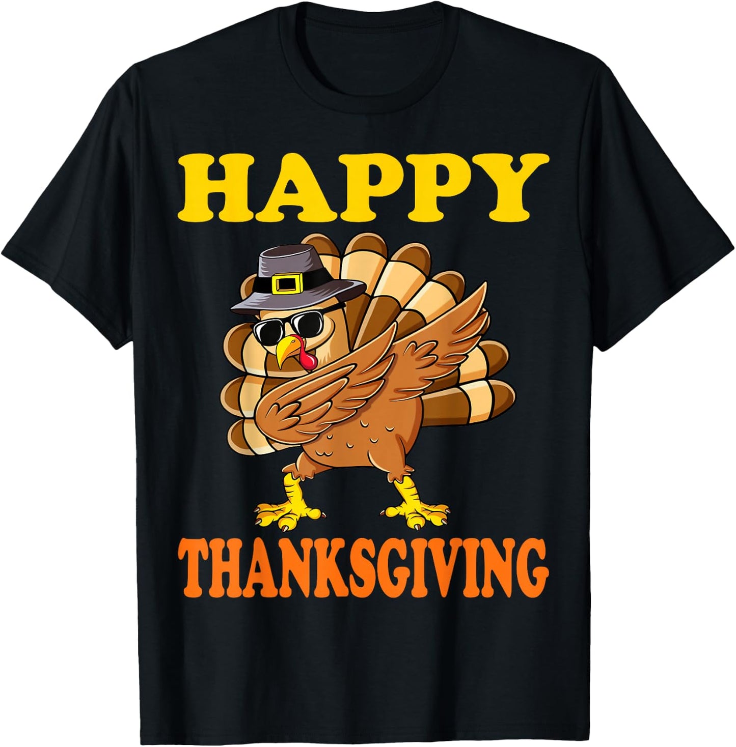 Happy Thanksgiving Funny Turkey Family Dinner Thanksgiving T-Shirt - T-Shirt | Black