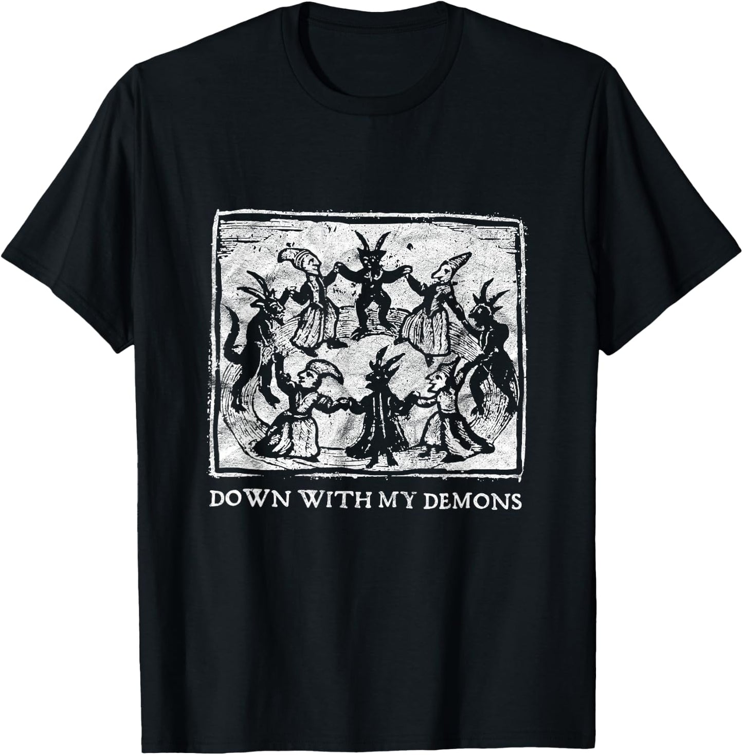 Occult Down With My Demons Gothic Horror Punk Witch Moon , black T-Shirt - T-Shirt | Black