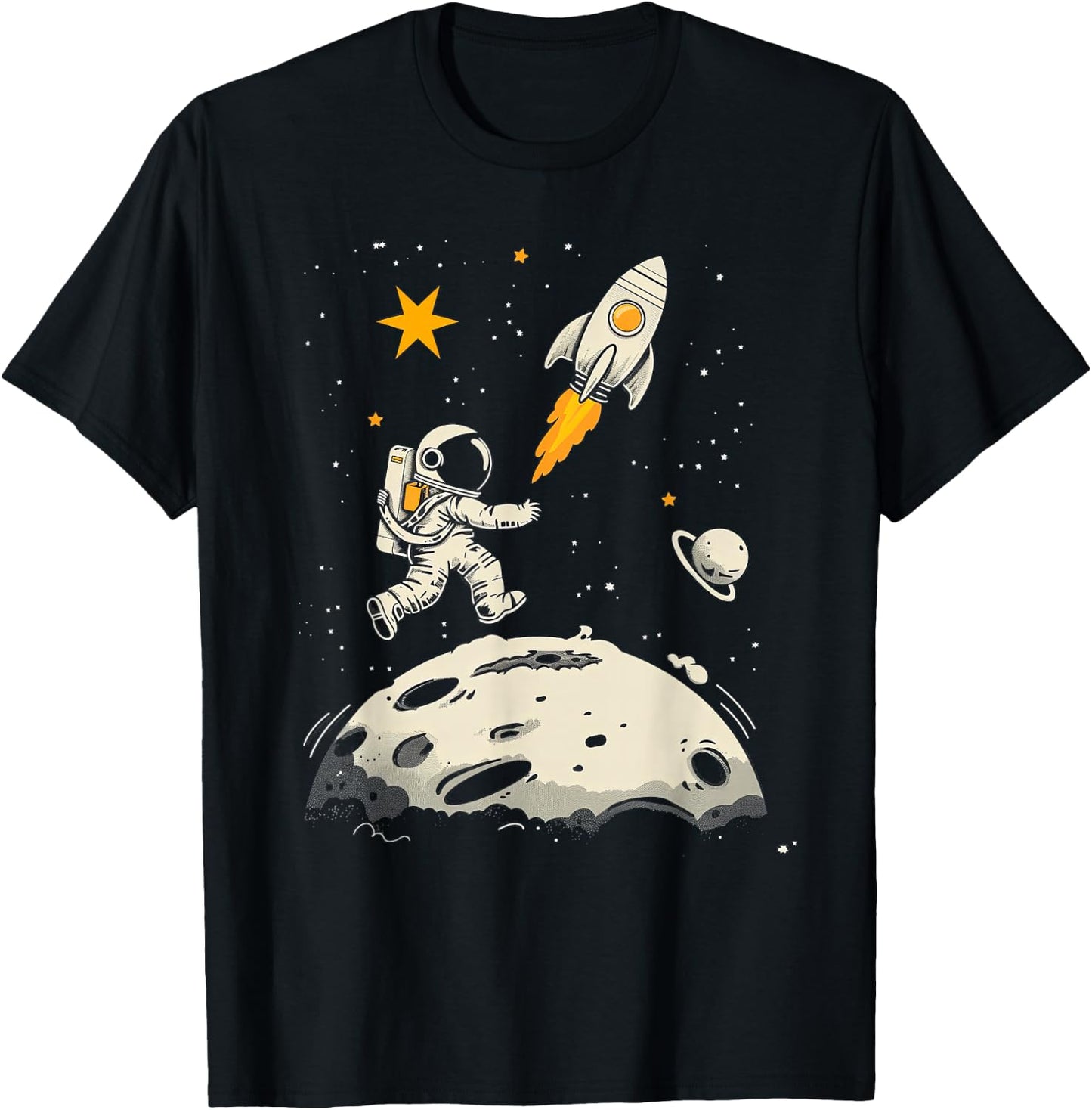 Weltraum Rakete und Astronaut Raumschiff Kinder T-Shirt - T-Shirt | Black