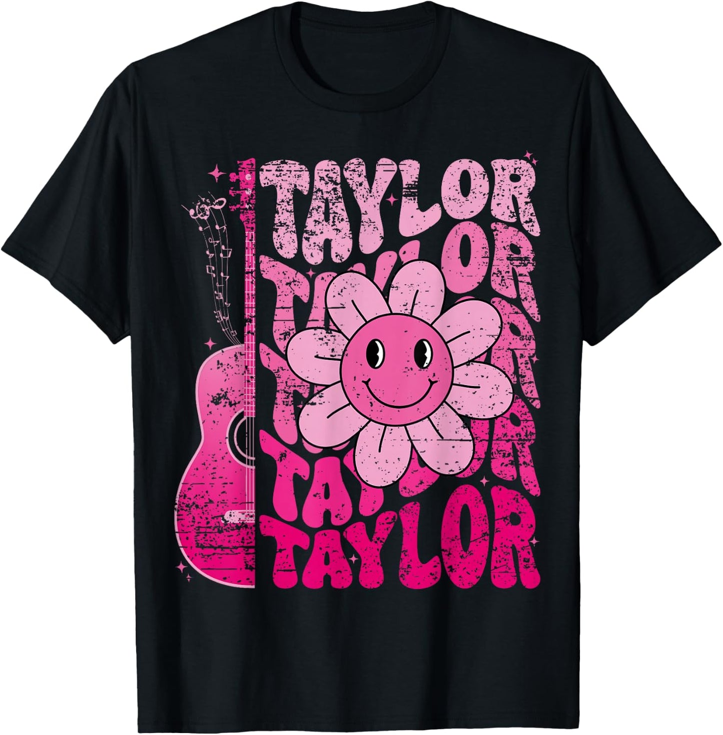 Taylor First Name I Love Taylor Girl Groovy 80's Vintage T-Shirt - T-Shirt | Black