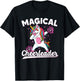 Magical cute dabbing unicorn cheerleader Funny Cheerleading T-Shirt - T-Shirt | Black