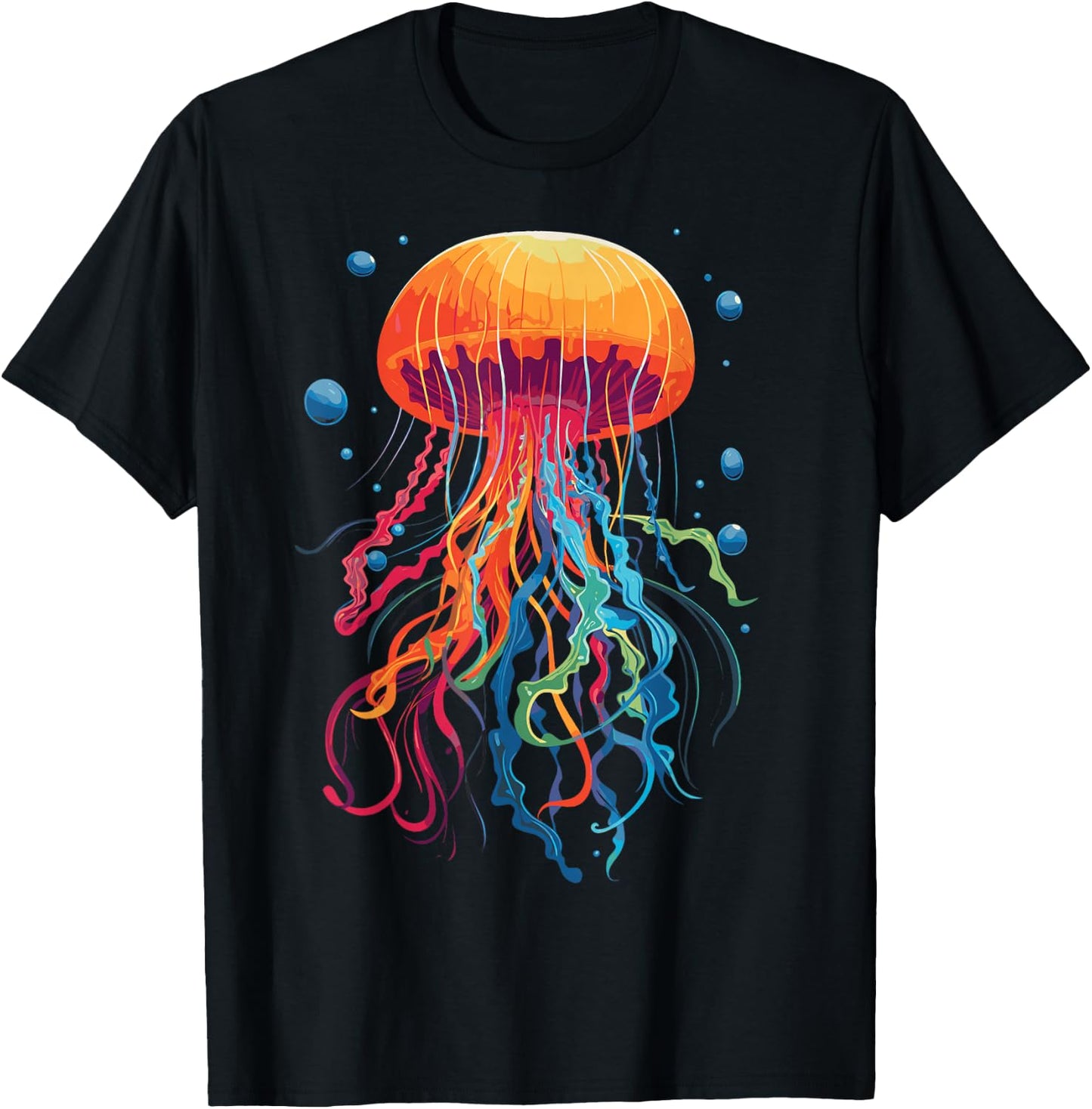Jellyfish Ocean Animal Scuba Diving Rainbow Jelly Fish T-Shirt - T-Shirt | Black