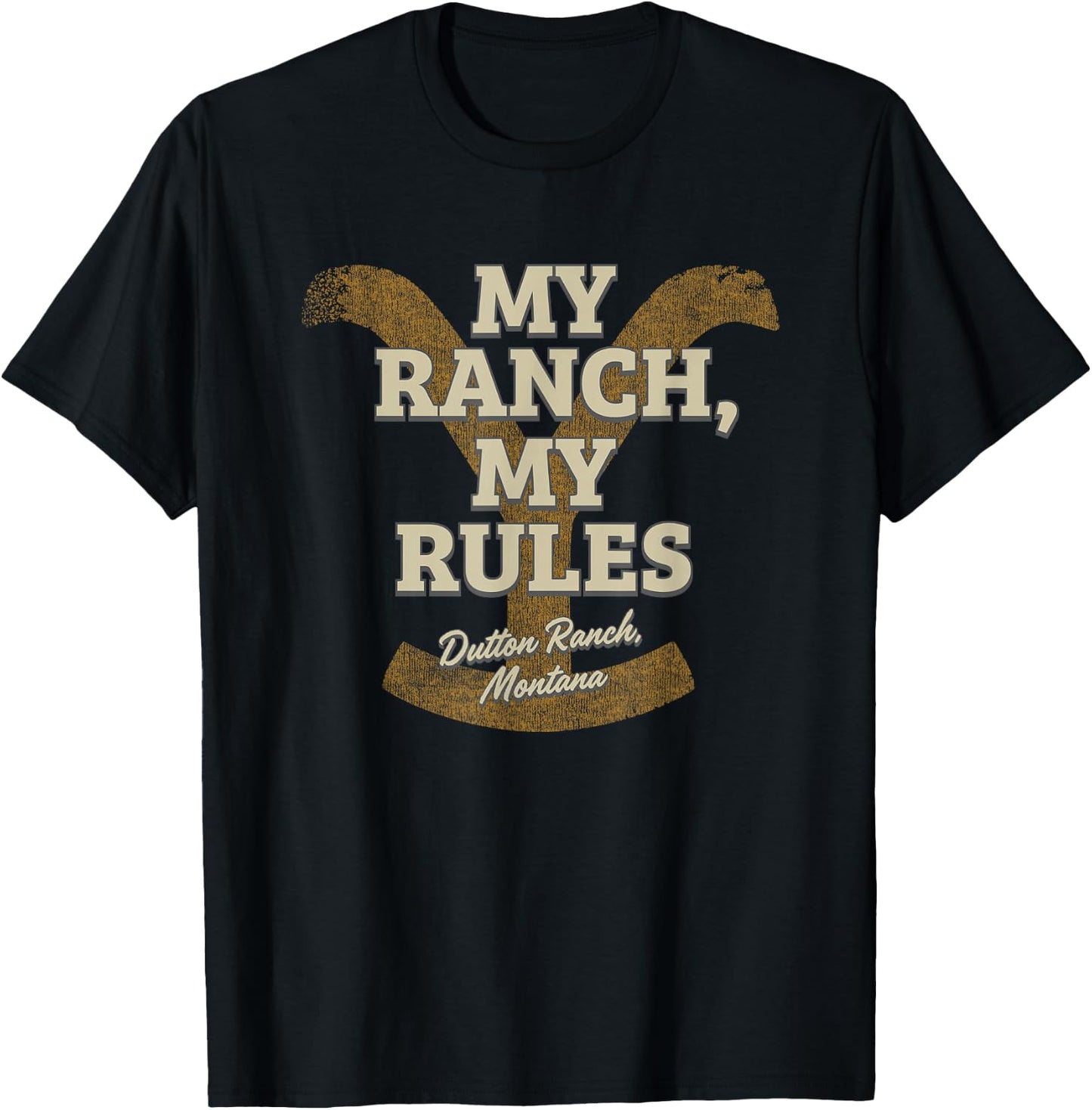Yellowstone My Ranch My Rules Dutton Ranch Big Chest Logo , black T-Shirt - T-Shirt | Black