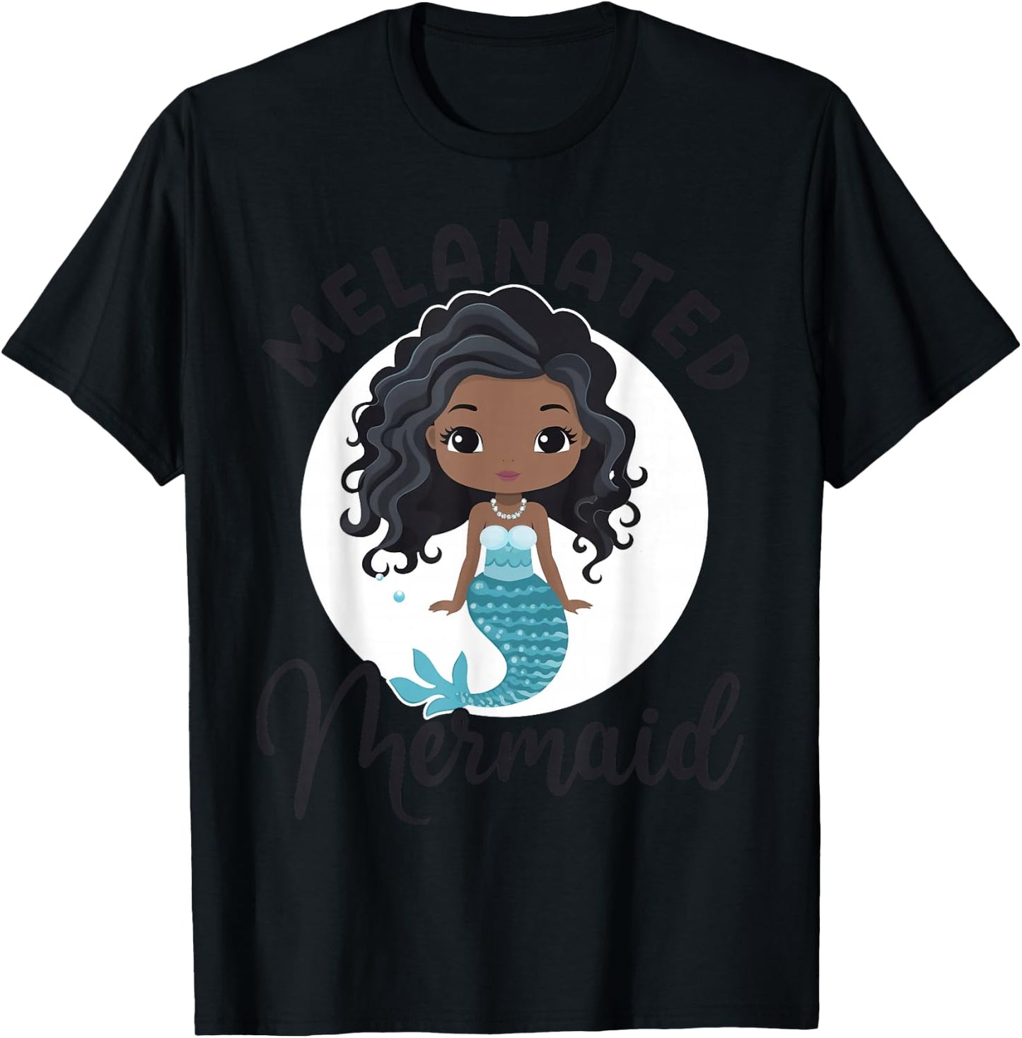 Melanated Mermaid Black African American Mermaid For Girls T-Shirt - T-Shirt | Black