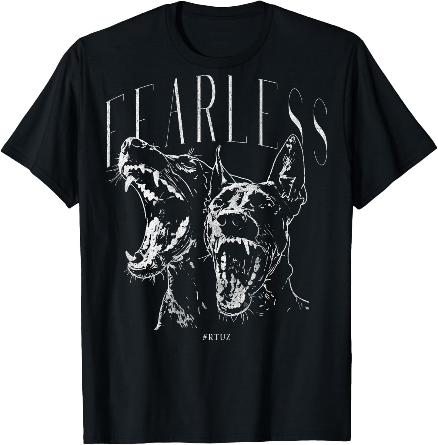 Back Print Streetwear Fashion Vintage Women Men Dog Doberman T-Shirt - T-Shirt | Black