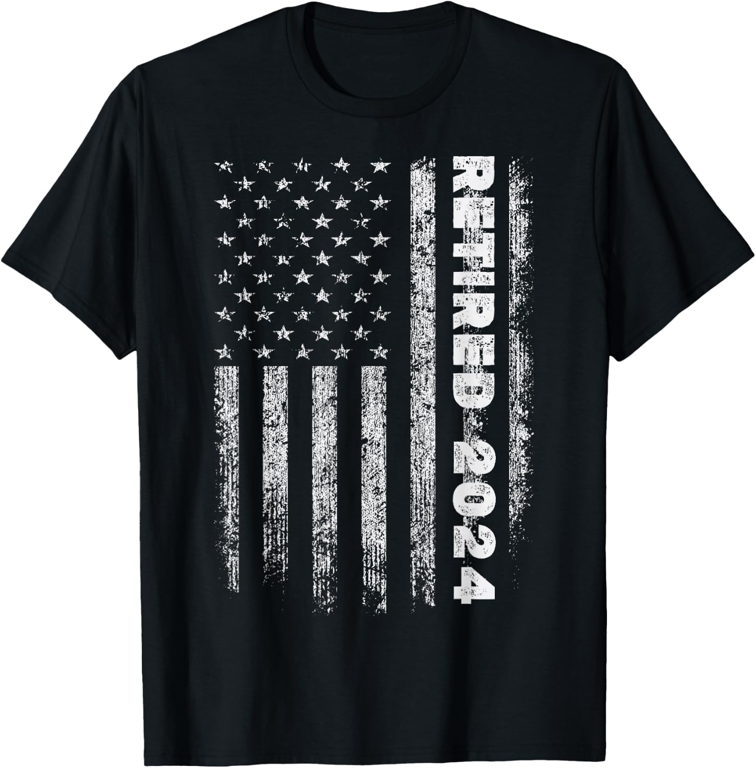 Retired 2024 us american flag for retirement and pensioner T-Shirt - T-Shirt | Black