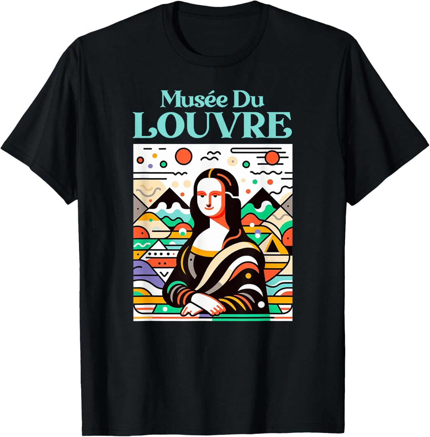 Louvre Museum Art Deco Mona Lisa , Black, S T-Shirt - T-Shirt | Black