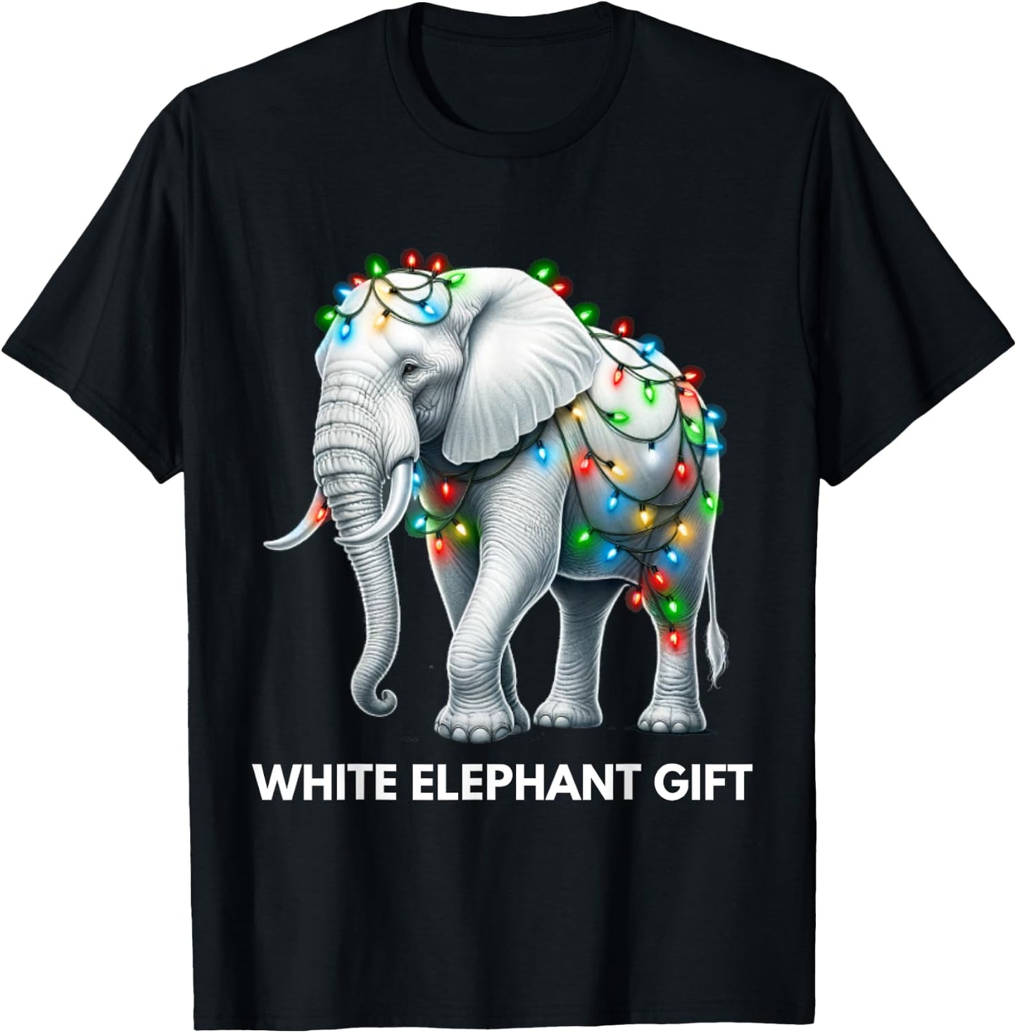 Funny White Elephant Gift Wrapped Elephant Dumb Gift T-Shirt - T-Shirt | Black
