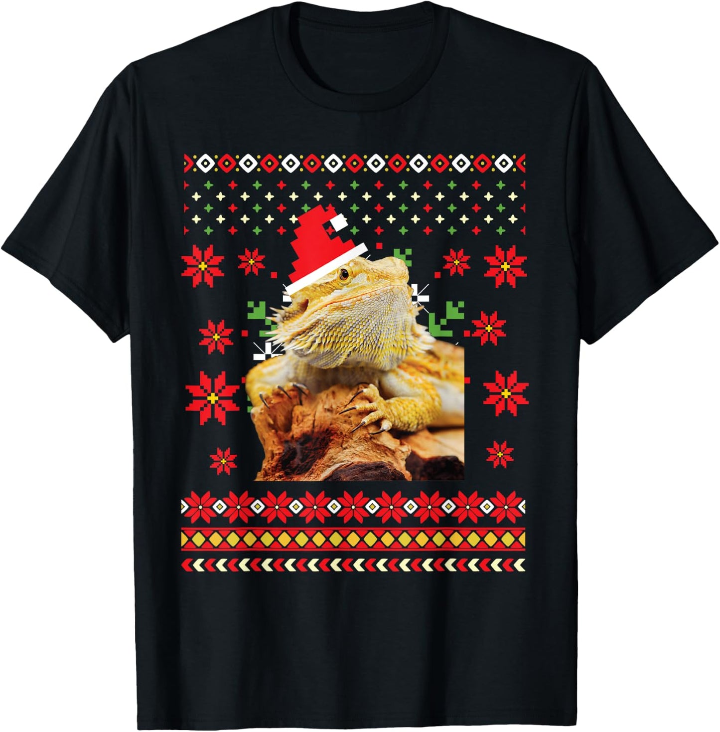 Bearded Dragon Ugly Christmas Sweater T-Shirt - T-Shirt | Black