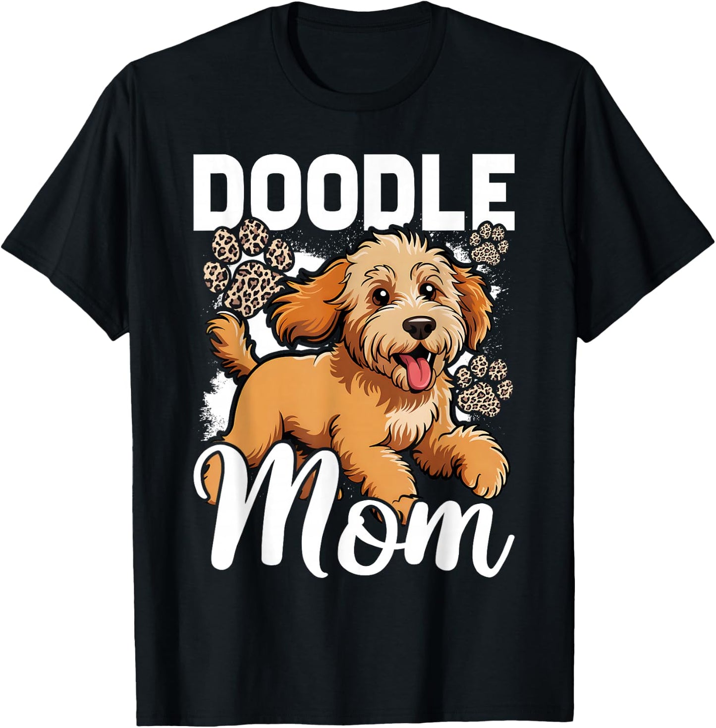 Vintage Doodle Mom Bleached Leopard Golden Doodle Mom T-Shirt - T-Shirt | Black