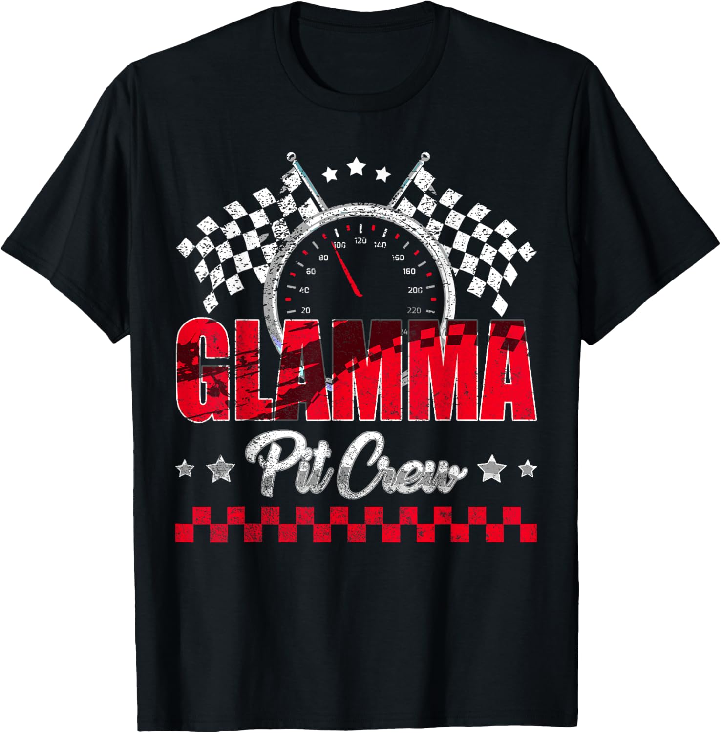 Race Car Birthday Party Racing Family Glamma Pit Crew T-Shirt - T-Shirt | Black